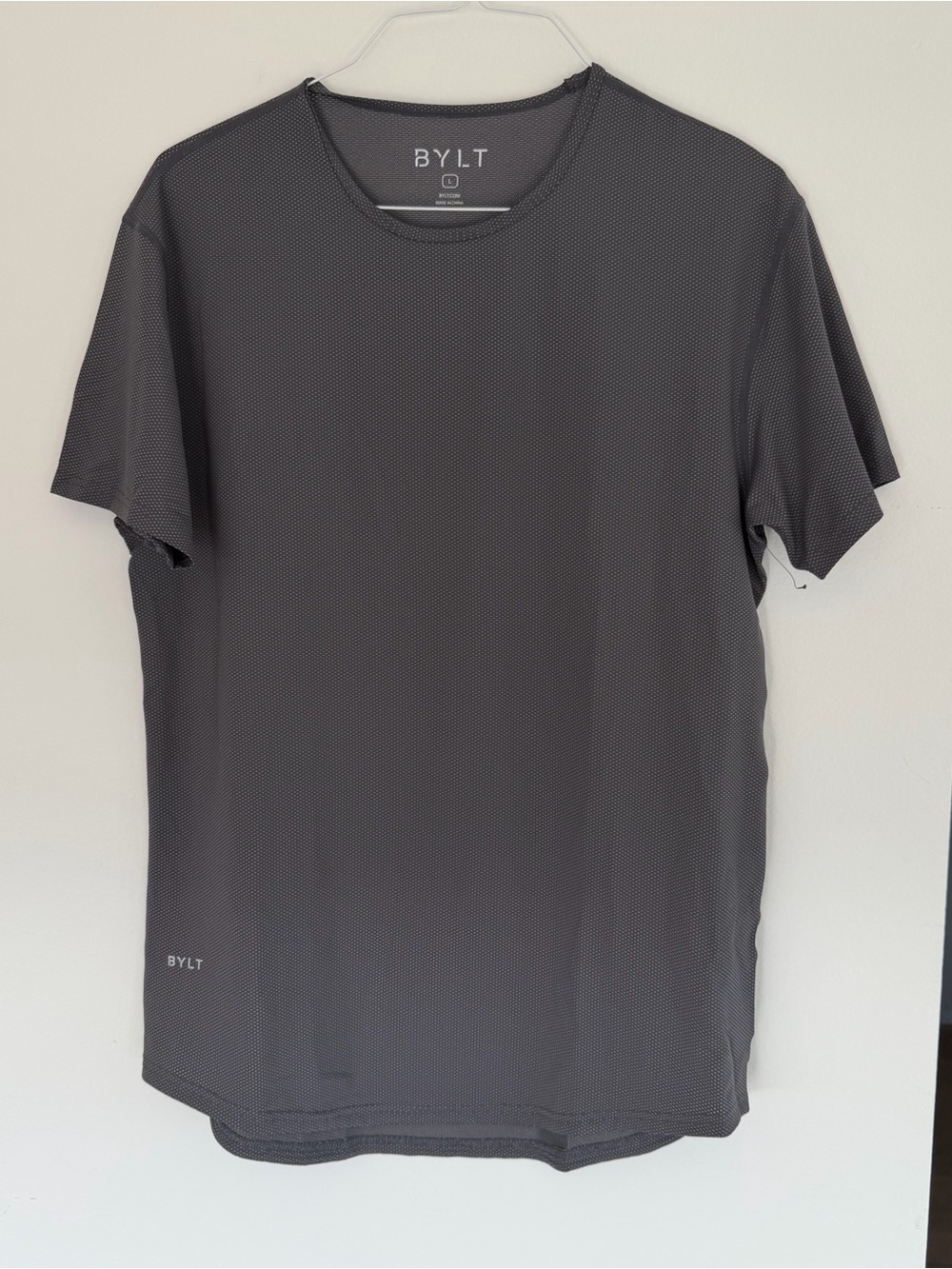 BYLT Men’s Drop-Cut: LARGE Signature T Shirt Charcoal Dark Grey